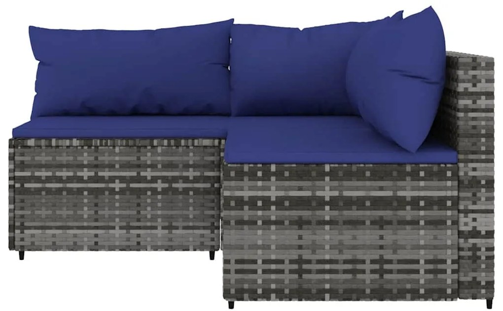 3 részes szürke polyrattan kerti ülőgarnitúra párnákkal