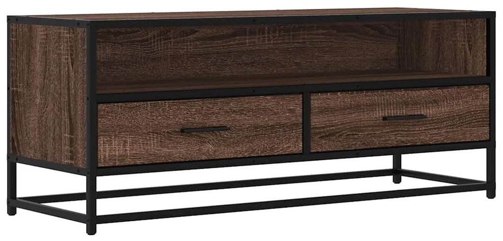 barna tölgy színű szerelt fa és fém TV-szekrény 100x34,5x40 cm