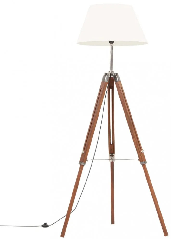 mézbarna-fehér háromlábú tömör tíkfa állólámpa 141 cm