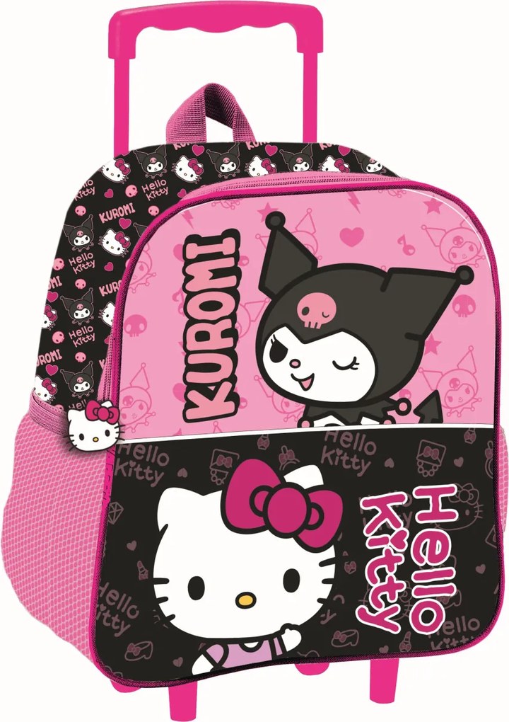 Hello Kitty & Kuromi gurulós ovis 3D hátizsák, táska 32 cm