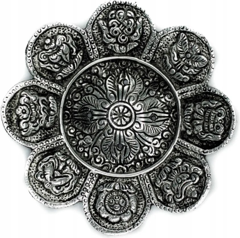 Füstölőtartó pálcika fém dísztányér Szimbólumok 12 cm