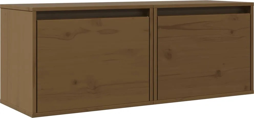 vidaXL 2 darab mézbarna tömör fenyőfa faliszekrény 45 x 30 x 35 cm
