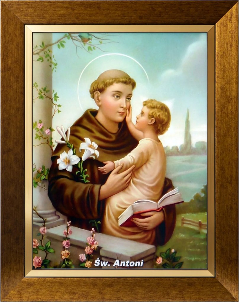 Szent Antoni Szakrális Kép Arany Vászon Díszkeret 30X40