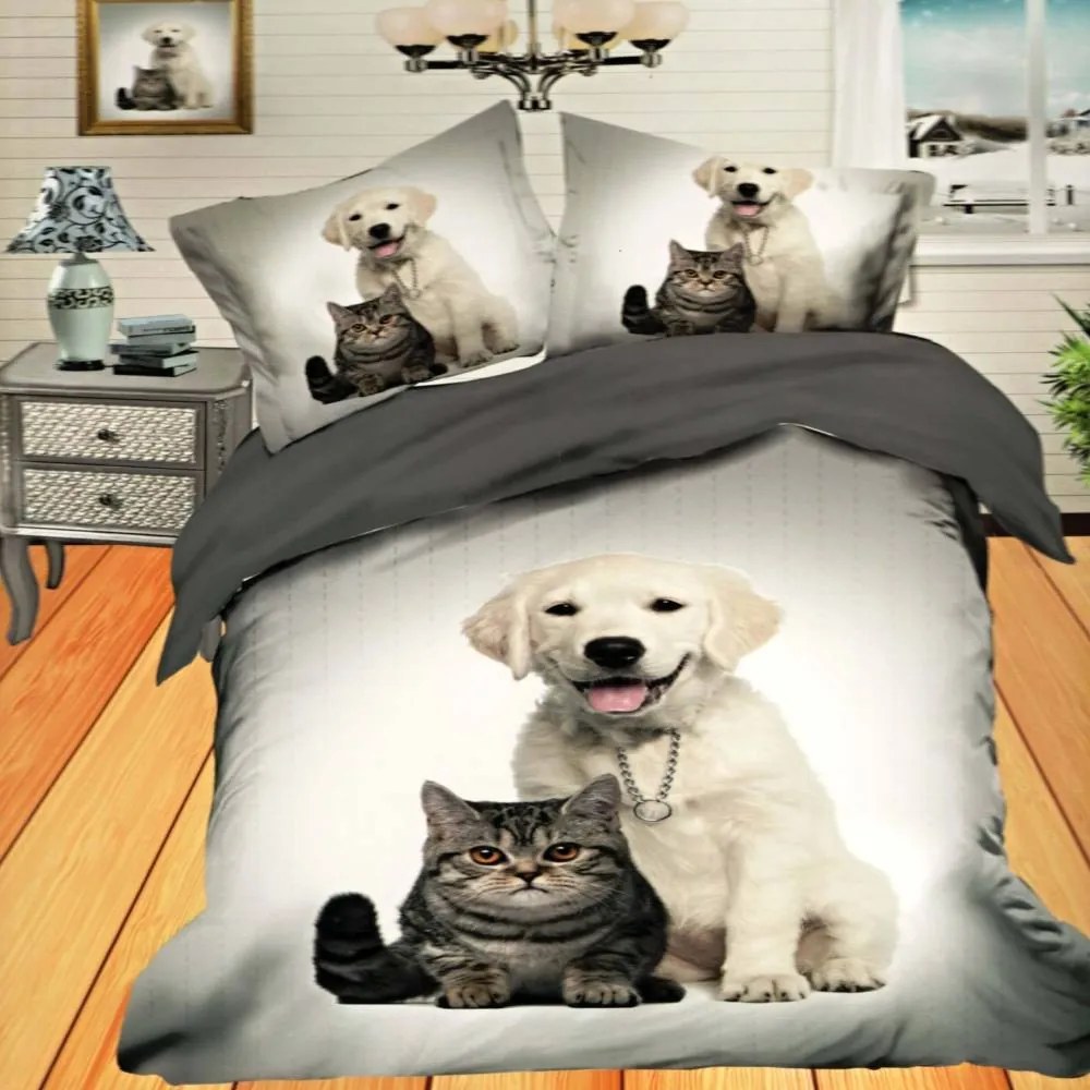 CAT és DOG fotó ágynemű 200x220cm 200x220 cm 6 szett csomag Ágynemű mérete: 200x220 cm, A csomag tartalma: 6 Készletcsomagolás