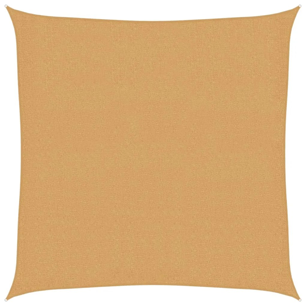 homokszínű négyzet alakú HDPE napvitorla 160 g/m² 3 x 3 m