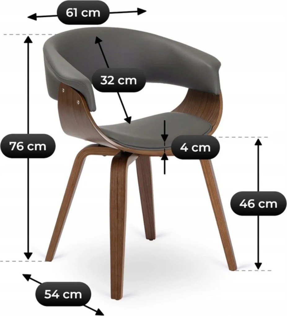 Krzesło GARY Ekoskóra Szare/Orzech