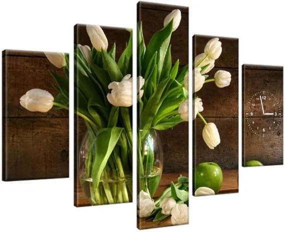 Órás falikép Elbűvölő fehér tulipánok 150x105cm ZP1364A_5H