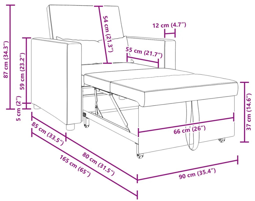Egyszemélyes kanapéágy Sötétszürke 90 x 165 x 87 cm Bársony