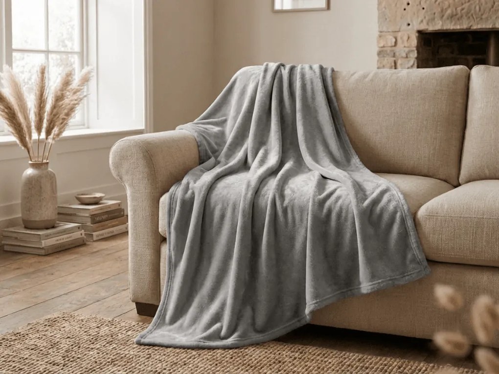 Mikroszálas pléd SOFT, világosszürke Méret: 200 x 220 cm