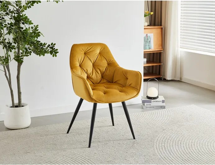 Jídelní židle, žlutá, sametová látka, DCH-421 YEL4