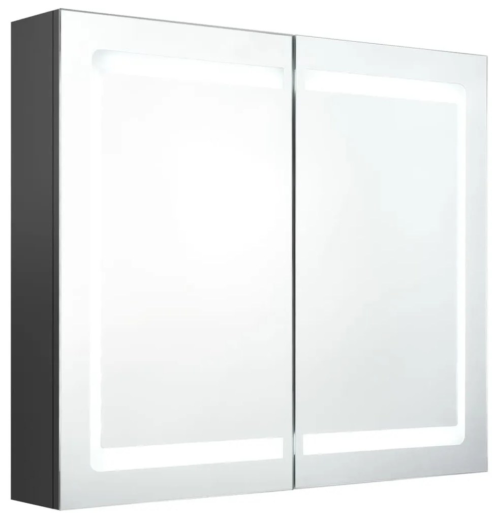 szürke LED-es tükrös fürdőszobaszekrény 80 x 12 x 68 cm