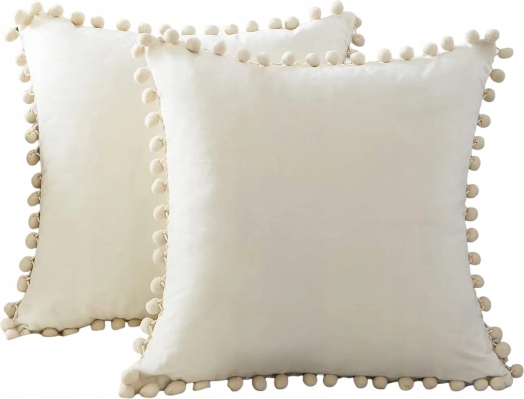 Topfinel díszpárnahuzat 40x40 cm krémszínű bársonyos karácsony boho 2 db