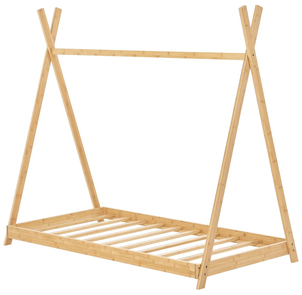 Tipi indián sátor gyerekágy Vimpeli 80x160 cm bambusz [en.casa]