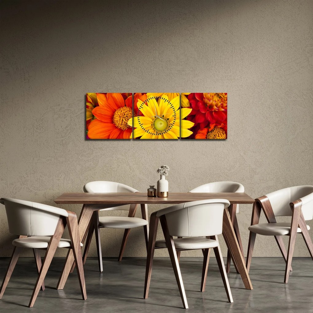Virágos kép (órával) (90x30 cm)