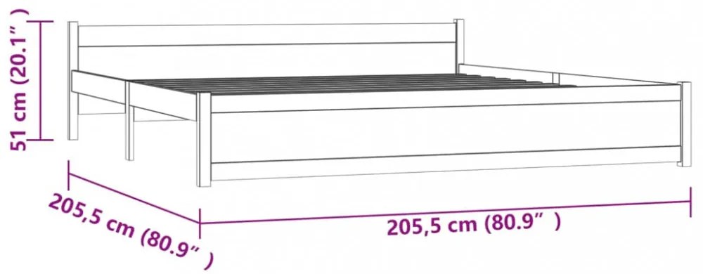 mézbarna tömör fa ágykeret 200x200 cm