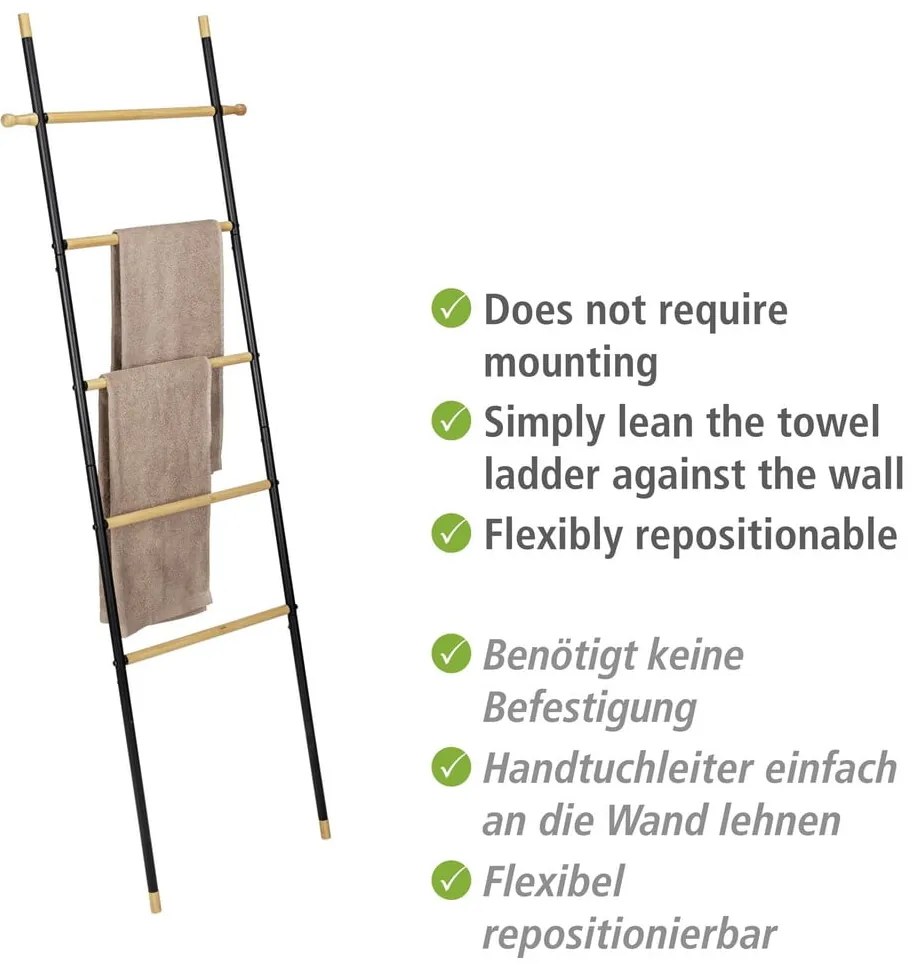 Fekete-natúr színű fém dekorációs létra Loft – Wenko