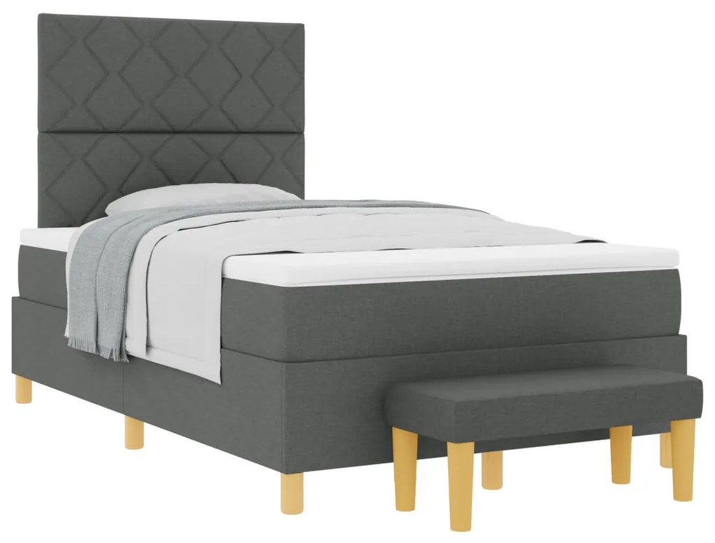 Box Spring Ágy Matraccal és Pad Sötétszürke 120x190 cm Textil