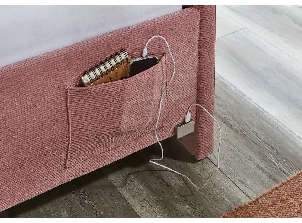 Rózsaszín kárpitozott sarok gyerekágy ágyrács nélkül 120x200 cm Cool – Meise Möbel