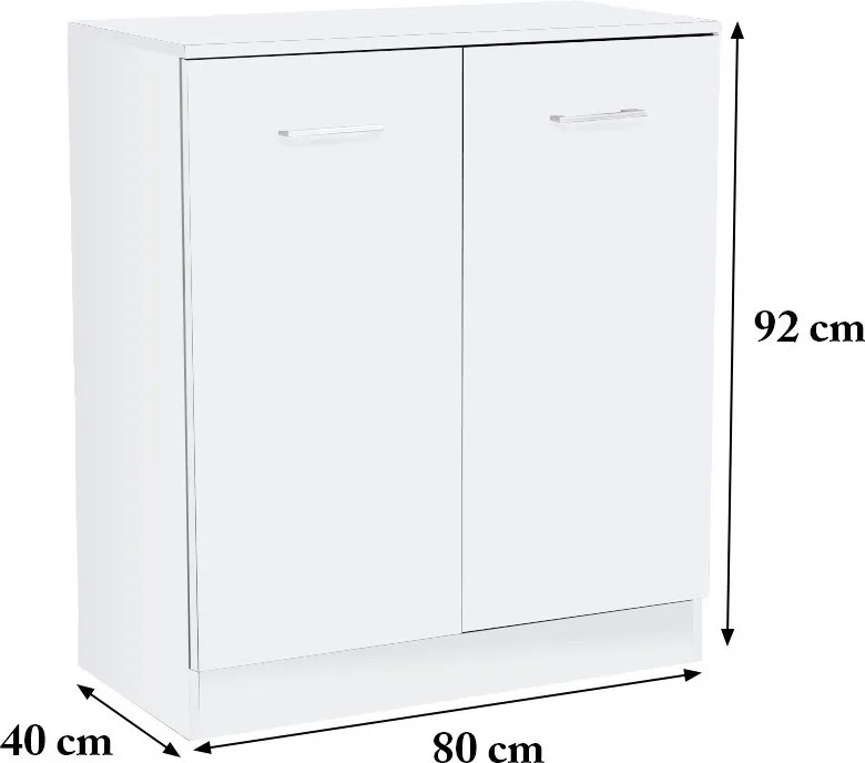 Miami komód 2 ajtós 80x92 cm fehér-fehér