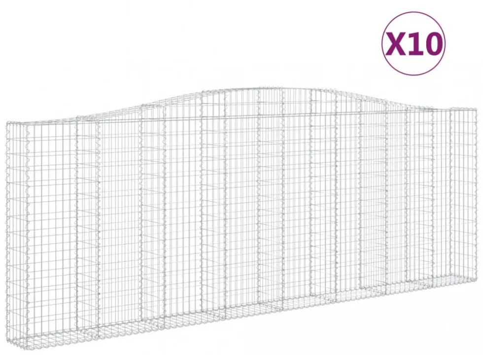 10 db íves horganyzott vas gabion kosár 400x30x140/160 cm