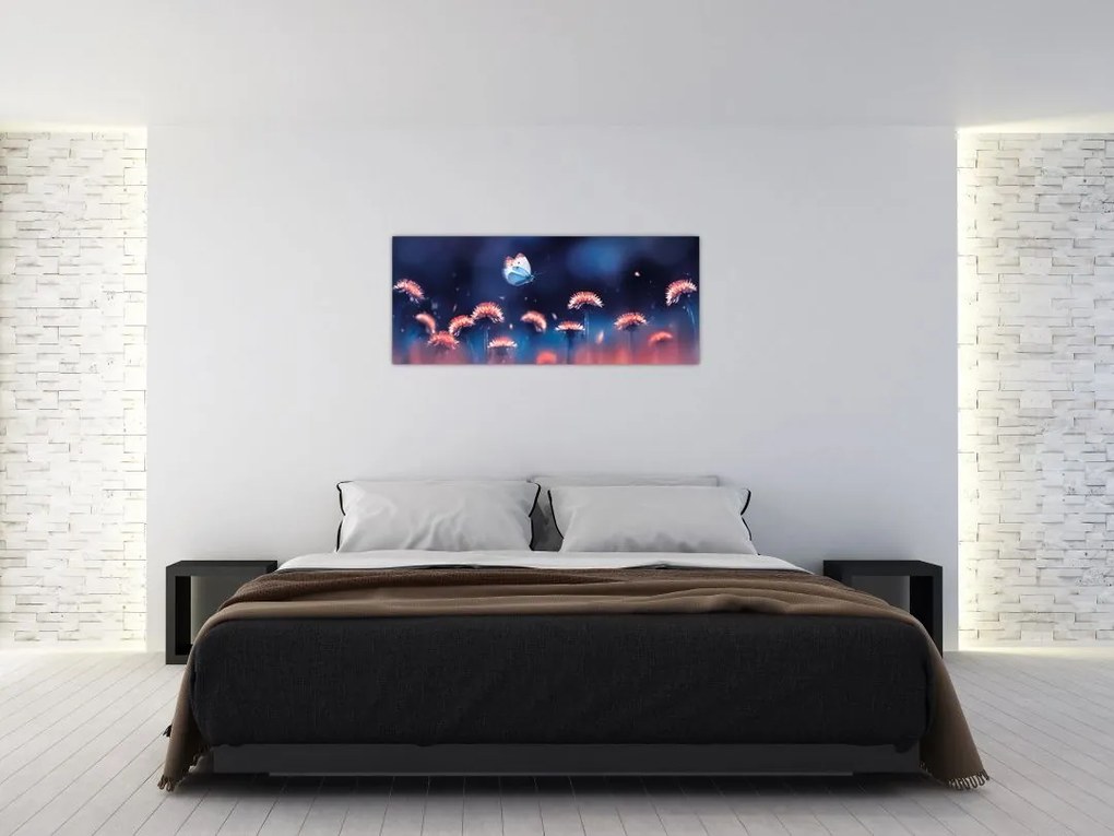 Pitypang képe kék pillangóval (120x50 cm)