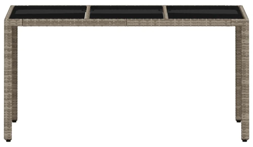 világosszürke polyrattan üveglapos kerti asztal 150x90x75 cm