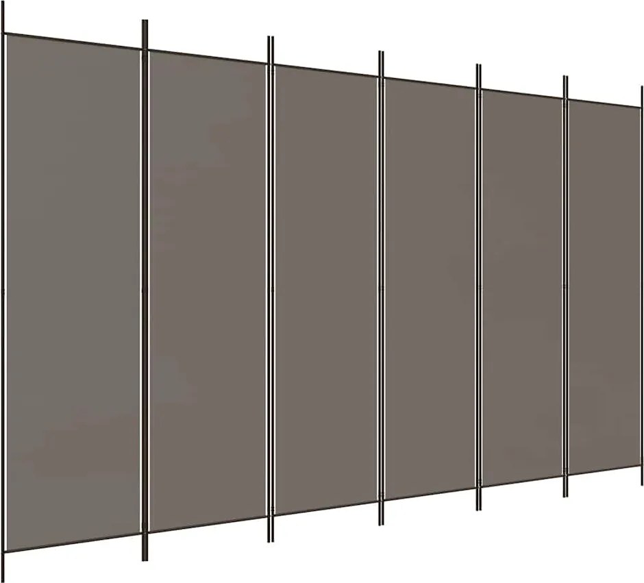 vidaXL 6 paneles antracitszürke szövet térelválasztó 300x200 cm