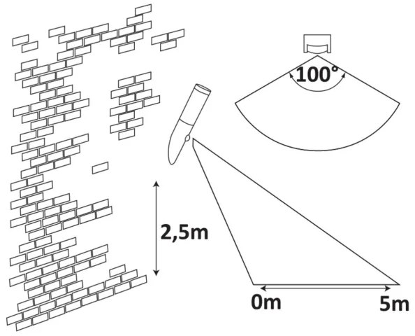 Rabalux 8266 - Kültéri lámpa érzékelővel INOX TORCH 1xE27/25W/230V IP44