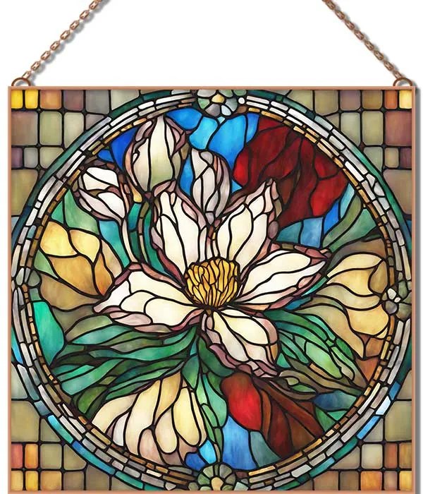 Stained-Glass-Flower-16 üvegkép, falikép