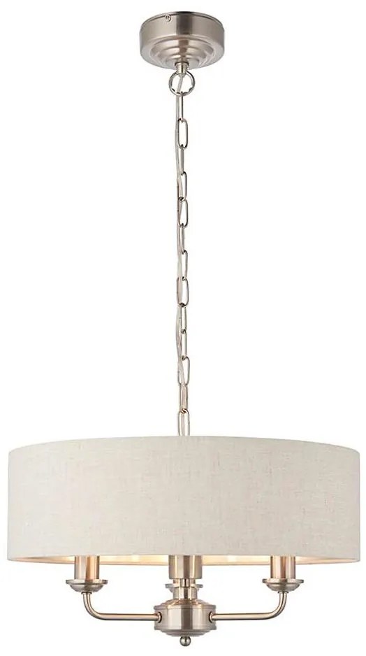 Endon 94361 - Csillár láncon HIGHCLERE 3xE14/40W/230V bézs/matt króm