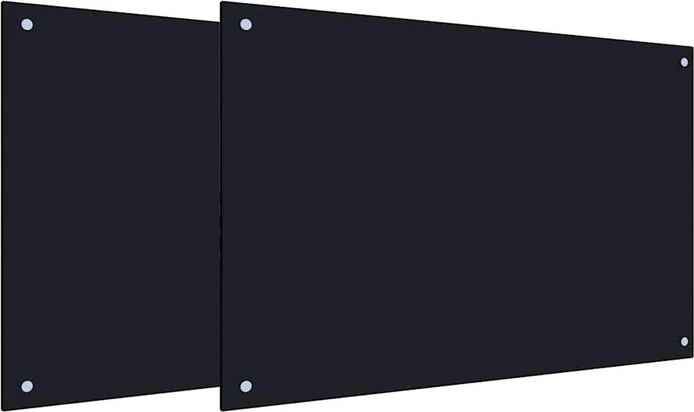 vidaXL Konyhai splashback 2 pcs Fekete 90 x 60 cm edzett üveg