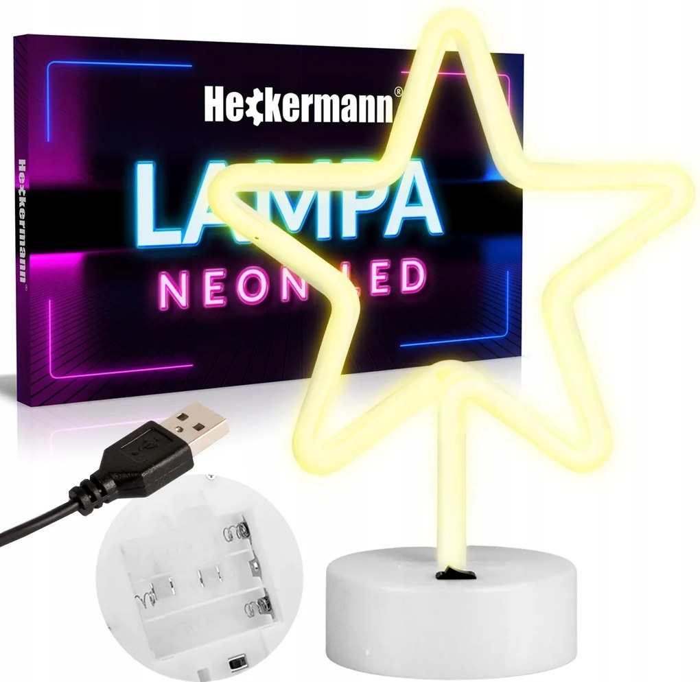 Neon Led Csillag Lámpa Usb Állvánnyal A Szobába