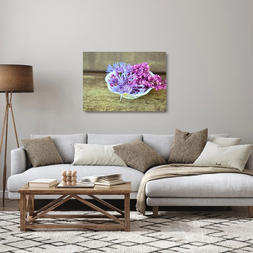 Kép a dekorációról levendulával (üvegen) (70x50 cm)