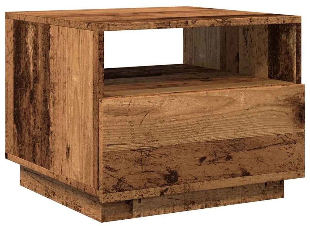 Antik fa színű dohányzóasztal LED-lámpákkal 50 x 49 x 40 cm