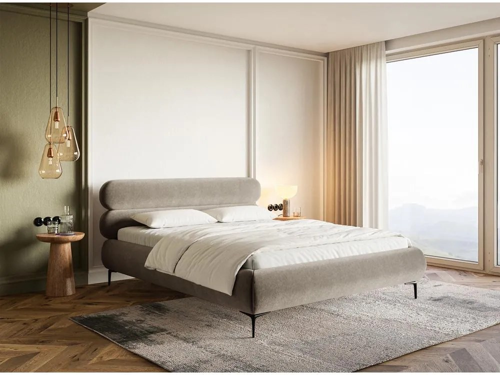 Franciaágy 180 cm Rirri 180B (ágyráccsal) (bézs szürke + fekete). 1099871
