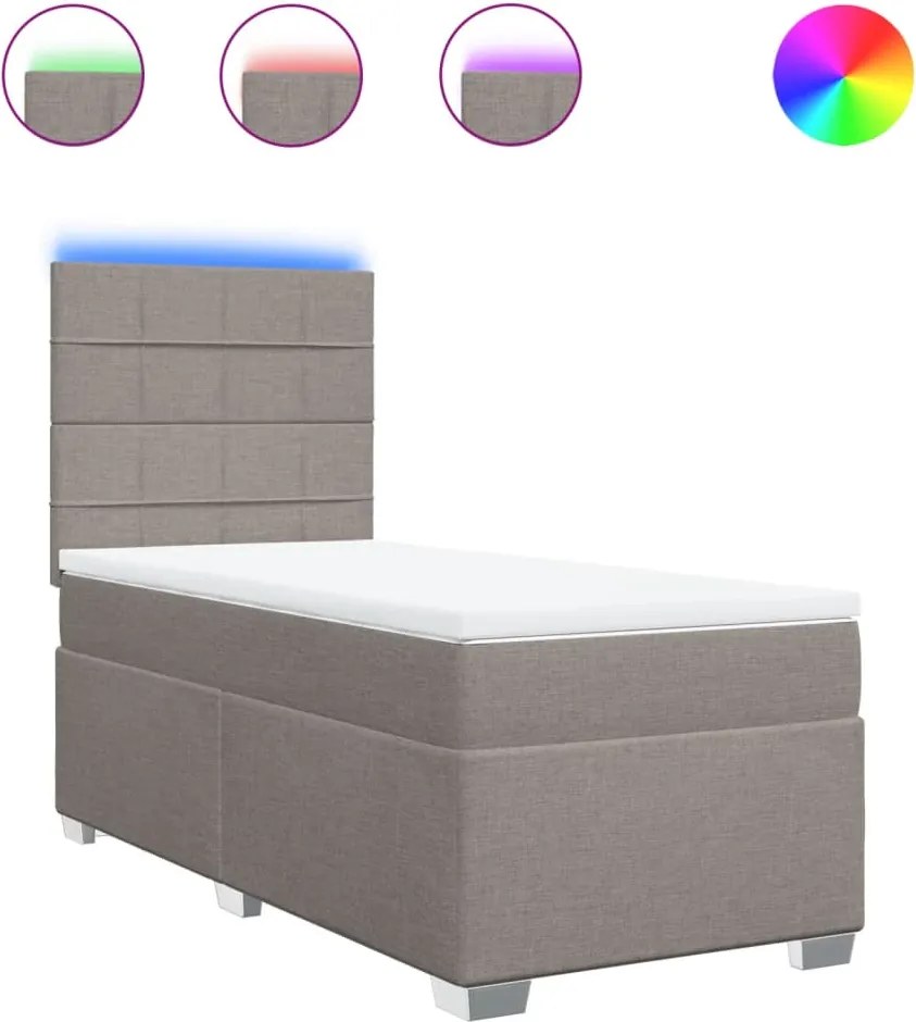 vidaXL tópszínű szövet rugós ágy matraccal 100 x 200 cm