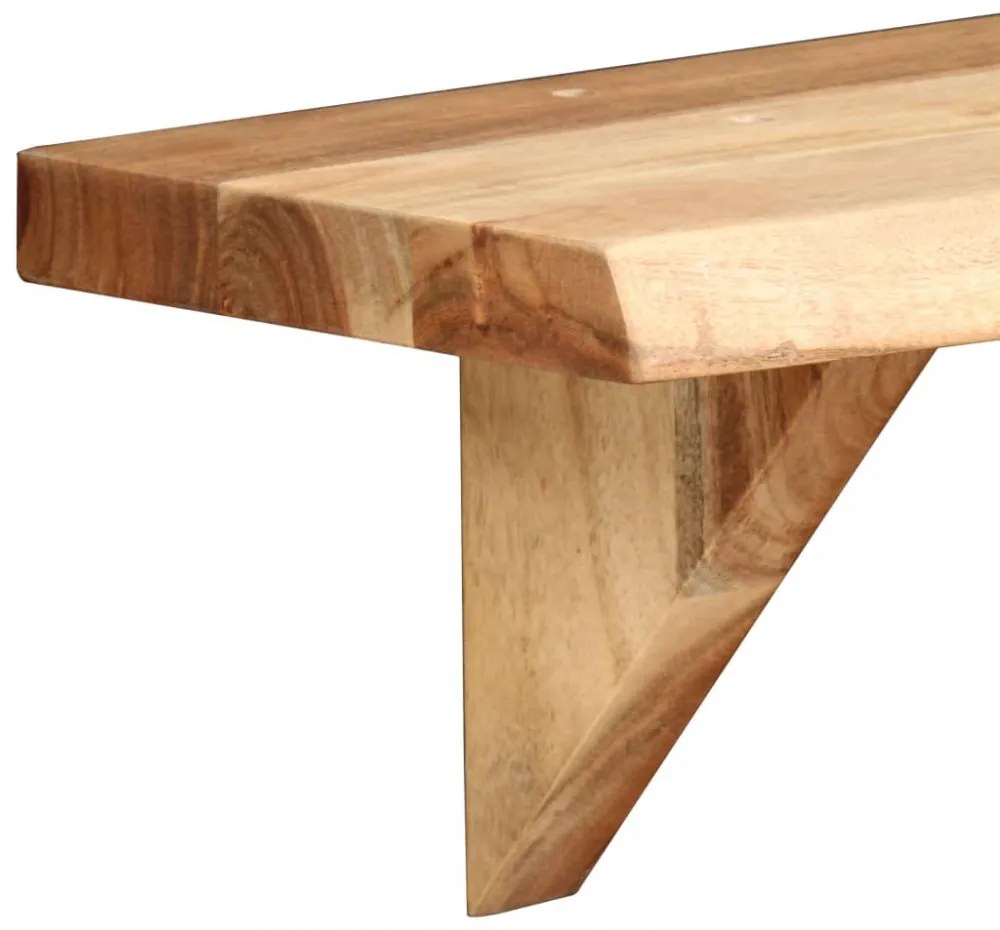 2 db tömör akácfa fali polc 60x20x18 cm