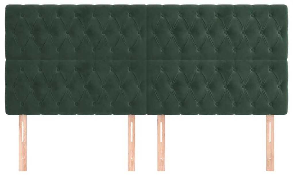 sötétzöld bársony fejtámla 180x7x118/128 cm