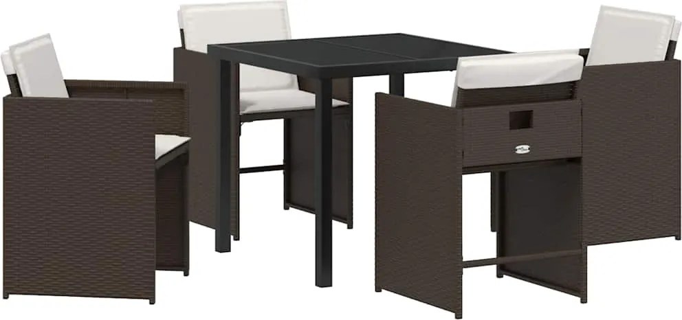 vidaXL Kert étkező szett 5 pcs Barna polirattan