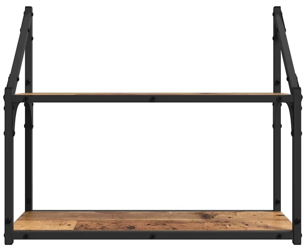 Falpolc polcokkal tárolóval Régi fa 60 x 21 x 51 cm Faanyag