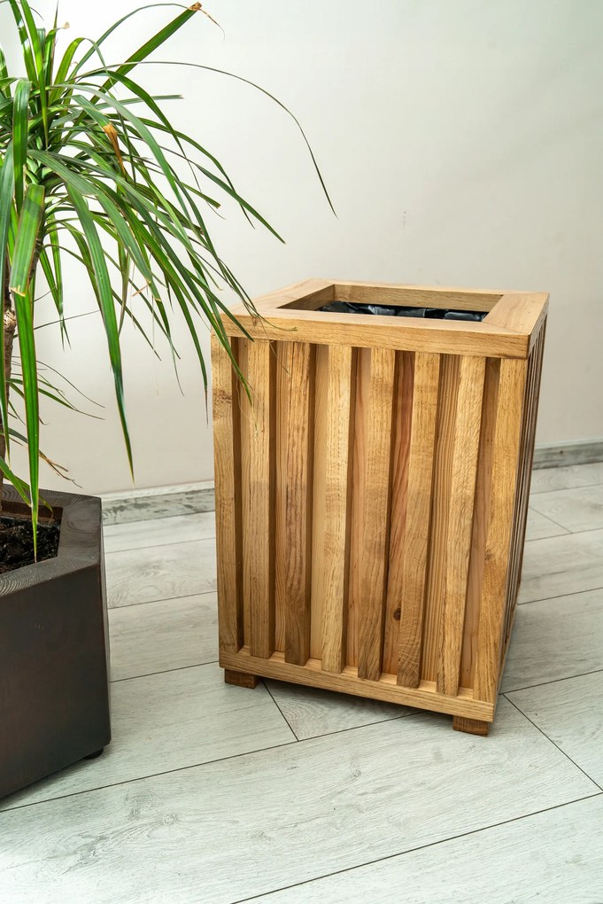 Virágtartó kaspó virágágyás lamellák tölgy natúr. 47 cm