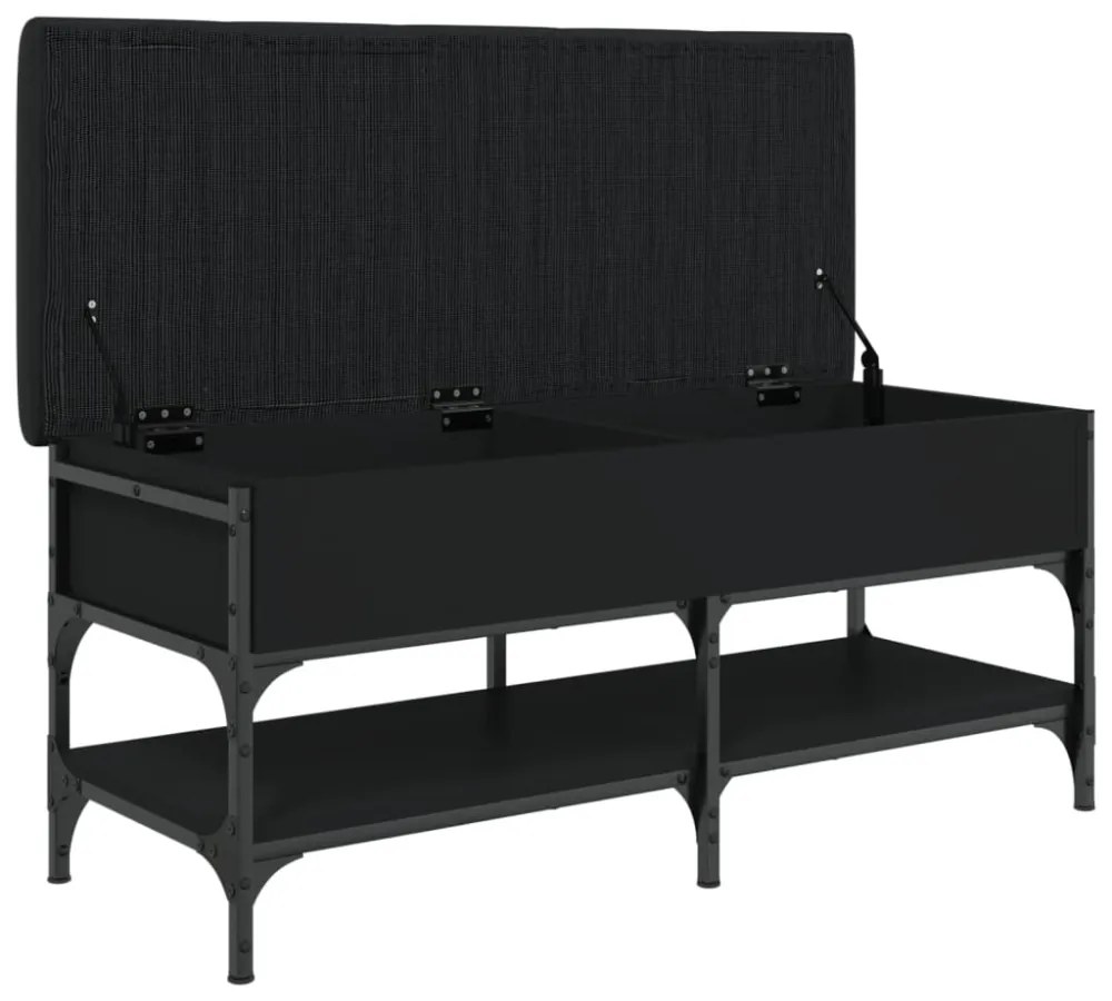 fekete szerelt fa cipőtároló pad 102 x 42 x 45 cm