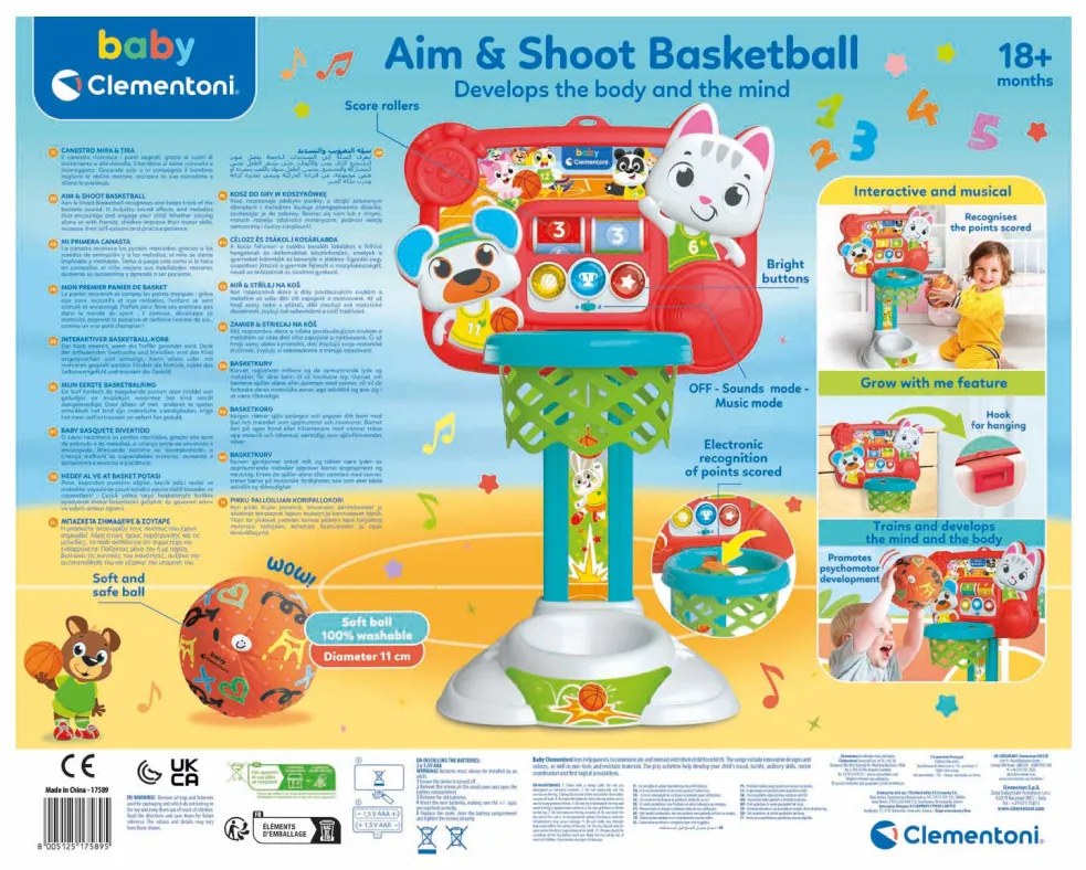 Interaktív kosárlabda palánk Fun Animal Clementoni