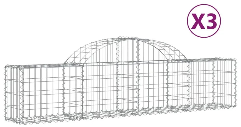 3 db íves horganyzott vas gabion kosár 200x30x40/60 cm