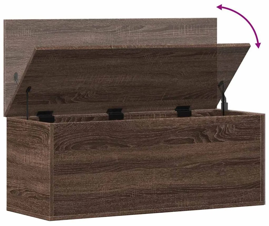 barna tölgy színű szerelt fa tárolóláda 90 x 35 x 35 cm