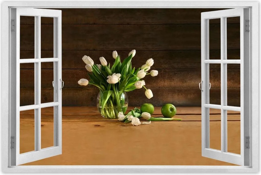 Poszterek 60x40 Fehér tulipánok vázában