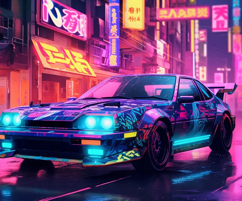 Poszter 60x50cm Éjszakai rally Neo-Tokióban