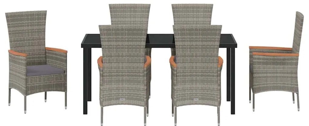 Kert étkező szett párnával 7 pcs Szürke Poli rattan