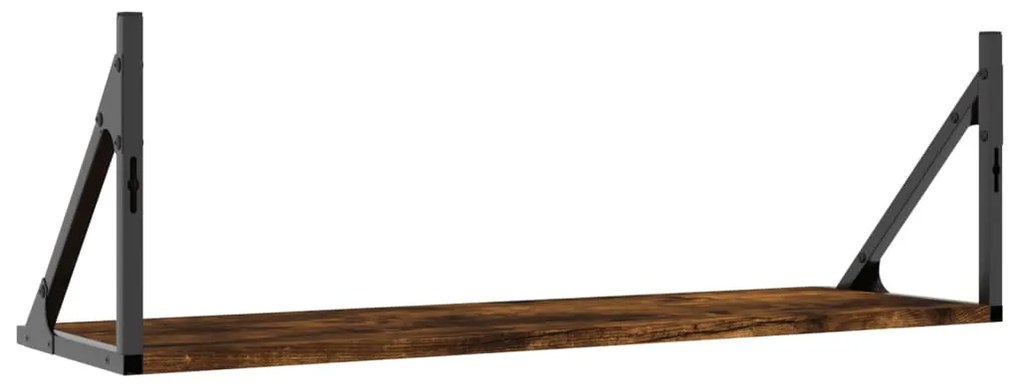 2 db füstös tölgy színű szerelt fa fali polc 80 x 25 x 25,5 cm