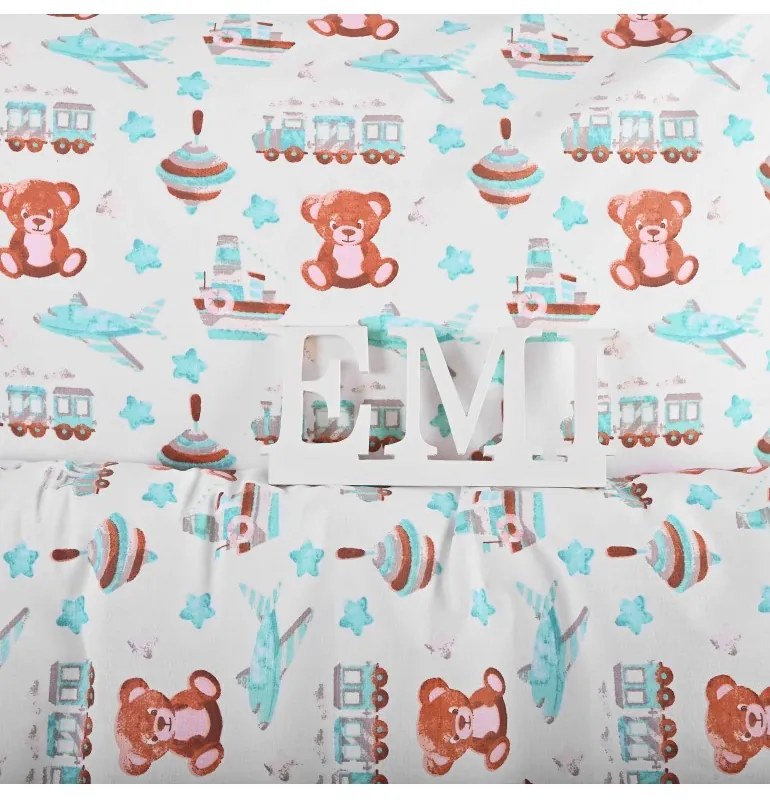 EMI Maci repülőgéppel gyermek pamut ágyneműhuzat, Gyerekgarnitúra 90x130 + 45x65